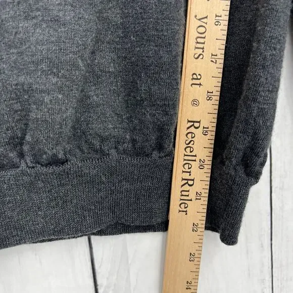 Bloomingdale's (S) Womens Gray 100% Merino Wool 1/4 Zip Pullover Sweater - Picture 10 of 11